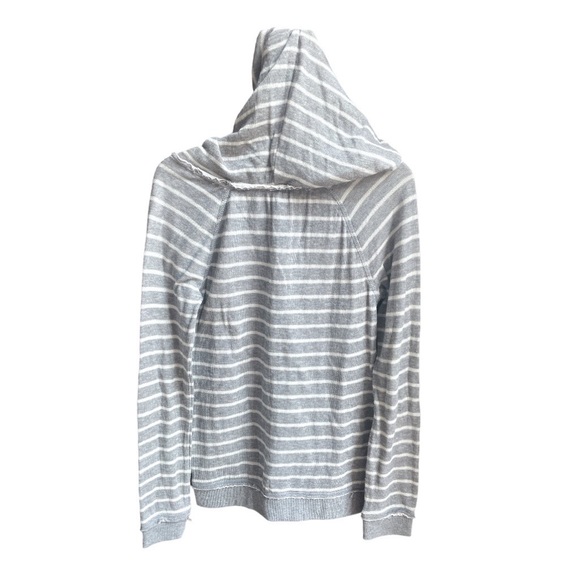 Roxy Striped Hooded Sweatshirt Gray White Size Medium - Picture 2 of 5